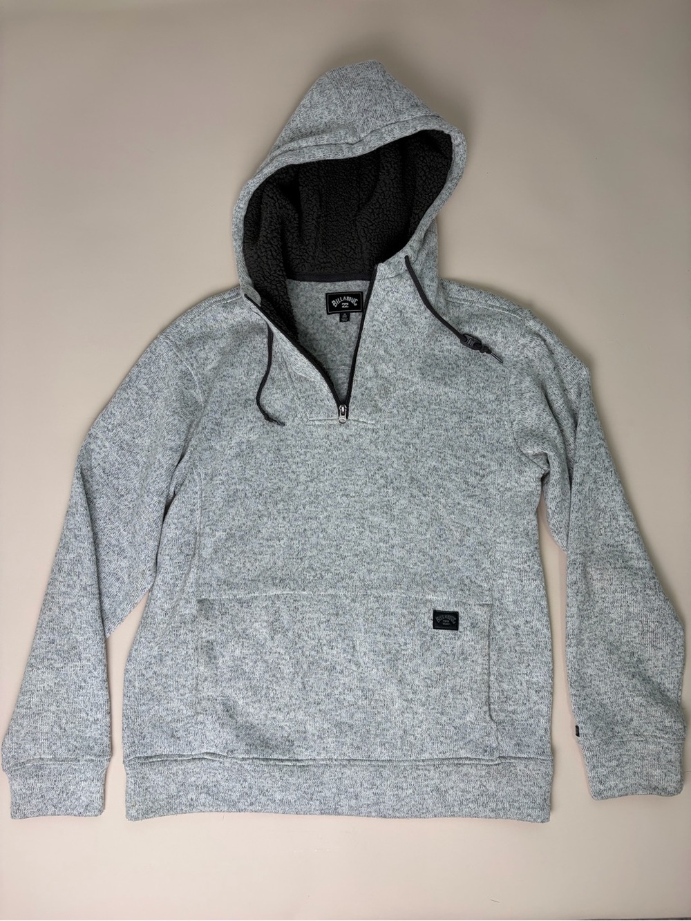 Billabong Men's Gray Half-Zip Hooded Sweater